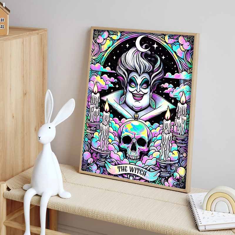 Disney 5D DIY Diamond Painting Lady Termani Dark Neon Tarot Style Illustration Full Round Diamond Mosaic Cartoon Dog Embroidery Art Painting HomeDecor