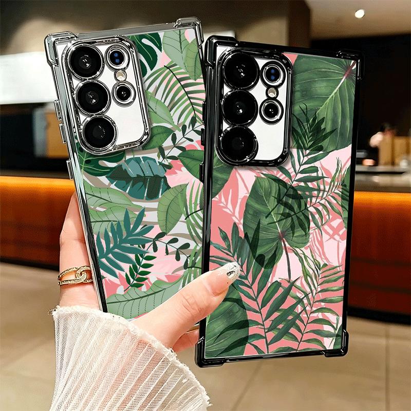 Summer Plants Green Leaf Soft Phone Case For Samsung Galaxy S26 Ultra S25 Edge S24 FE S23 Plus S22 S21 + S20 Plating Anti-Fall F