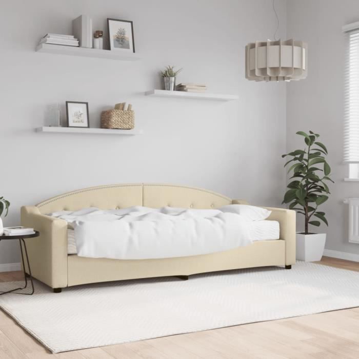 VidaXL Lit de jour avec matelas crème 80x200 cm tissu 3197511