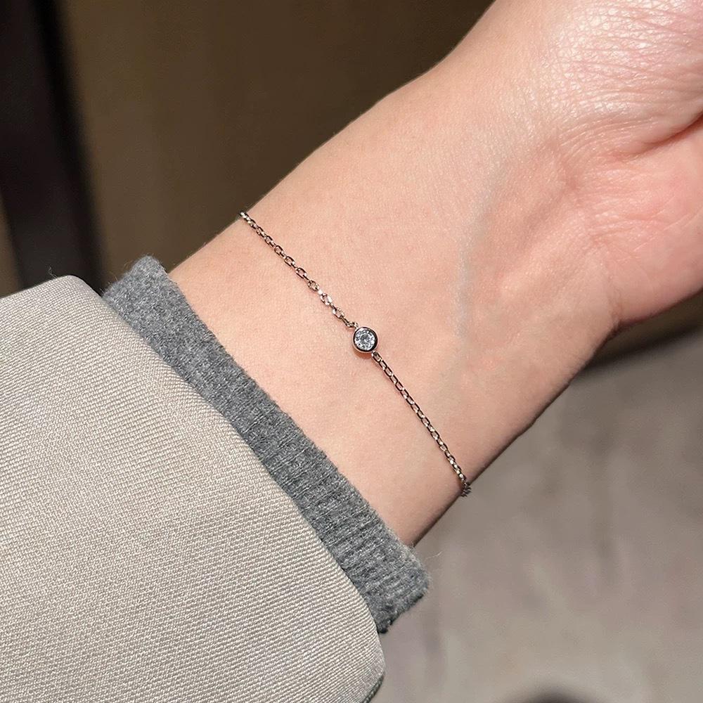 New Style Bracelet with Fashionable and Simple Temperament, No Fading Rose Gold Bracelet Accessories, Women s Instagram Style 16CM платиновый
