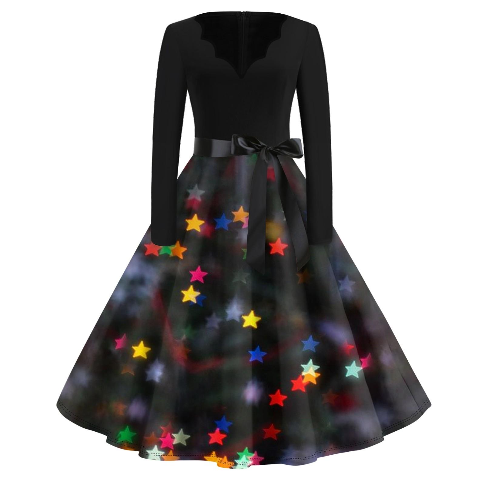 Женское повседневное модное длинное платье с V-образным вырезом и длинным рукавом — фото 9