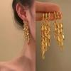 Silver Needle European and American Metal Sense Wheat Ear Fringed Earrings Fashion Versatile Temperament Stud Earrings Niche Design Earrings