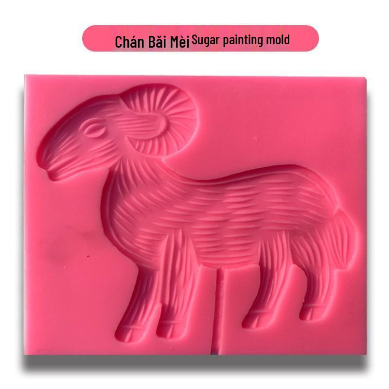Zodiac Animal Silicone Mold Set: Cartoon Sugar Painting Lollipop Cow Template.