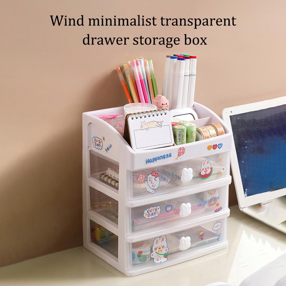 Koreanische süße Kaninchen Make-up-Box Desktop Make-up Aufbewahrungsbox Schublade Stil Schmuck Lagerung Organizer Lagerung Regale