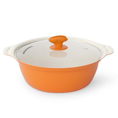 COOKSMARK Induktionsgeeigneter Topf 26cm Induktionsgeeignet Kompatibel mit allen Wärmequellen Keramikbeschichtung mit Glasdeckel Unzerbrechlicher Tontopf Wird mit einem