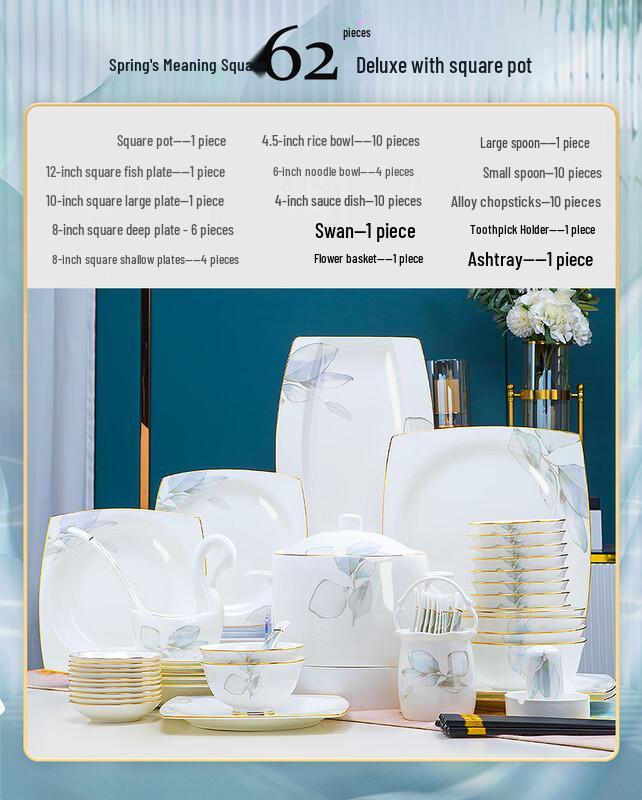 Naijiang Jingdezhen Light Luxury Ceramic Dinnerware Set
