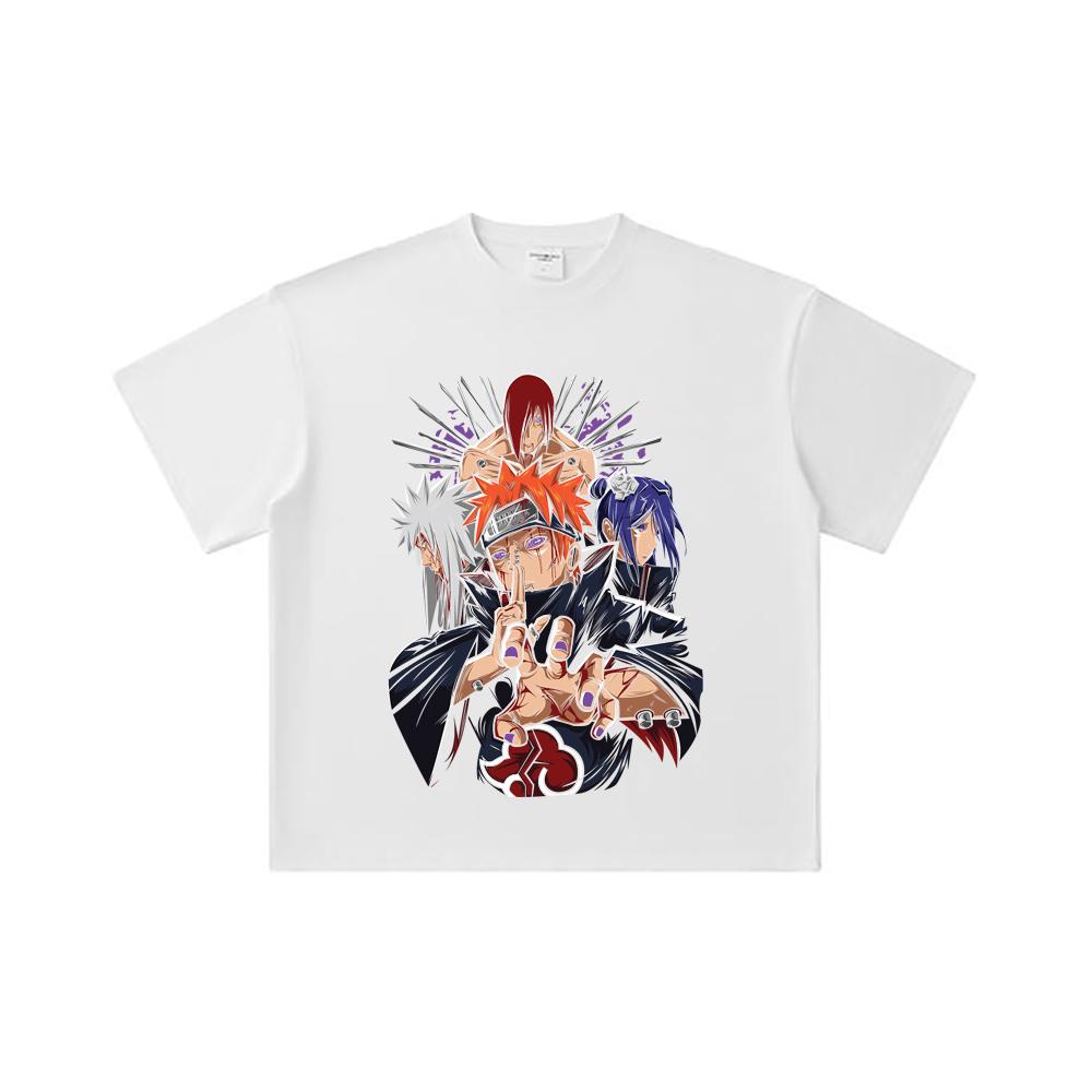 260 GSM Double Yarn 32 Count 100% Cotton Naruto V10 Pain Print Unisex Heavy Cotton T Shirt