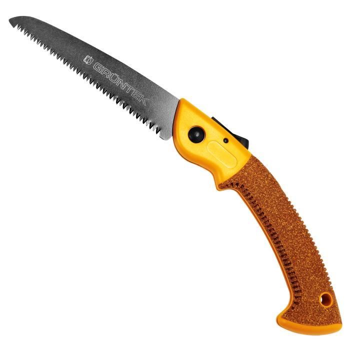 Scie À Élaguer - GRÜNTEK - 180mm - Lame En Teflon - Manche En Liège - Couleur Jaune