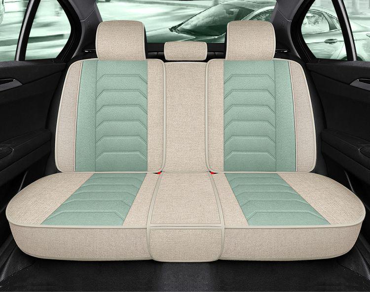 Four Seasons Universal Cotton Linen Car Seat Cushion - Full Coverage Linen Fiber Cover