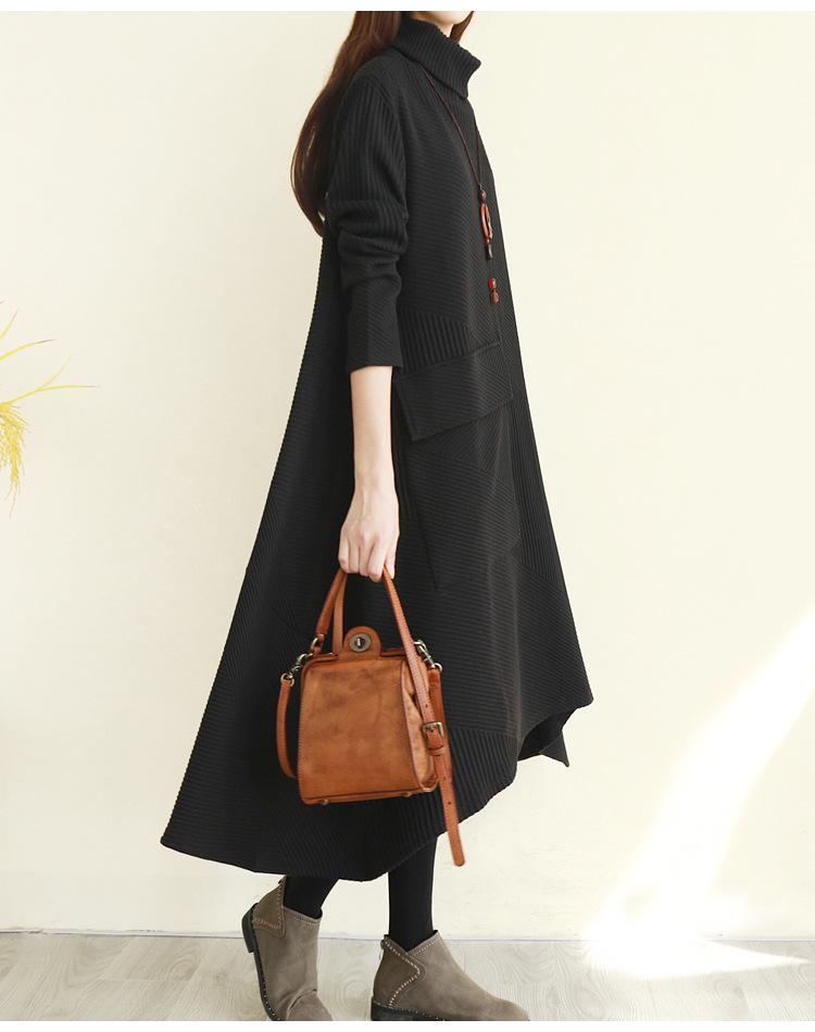 2026 Artistic High Neck Irregular Thickened Long Dress for Women