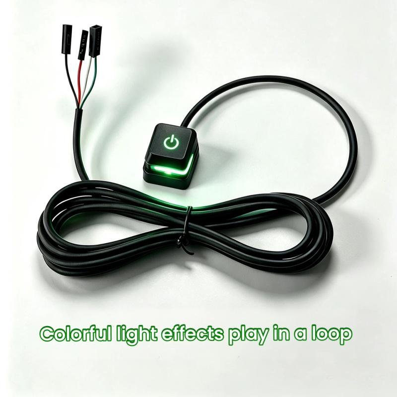 Desk ON/OFF Power Switch for Desktop Computer RGB Backlight Mechanical Shaft Key External Remote Start PC Mainboard Reset Button