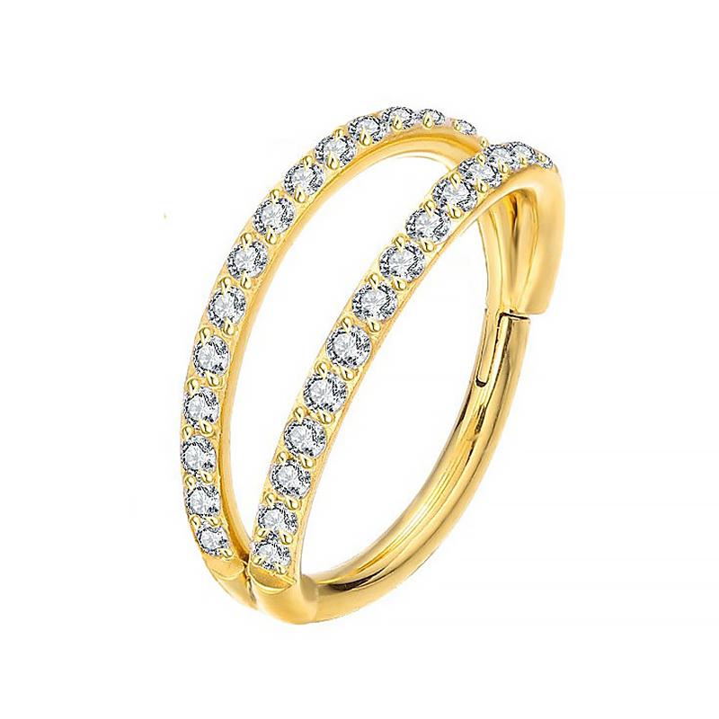 Stainless Stee Piercing Hinged Segment Hoops CZ Stone Nose Rings Ear Cartilage Tragus Helix Earrings Piercing Body Jewelry