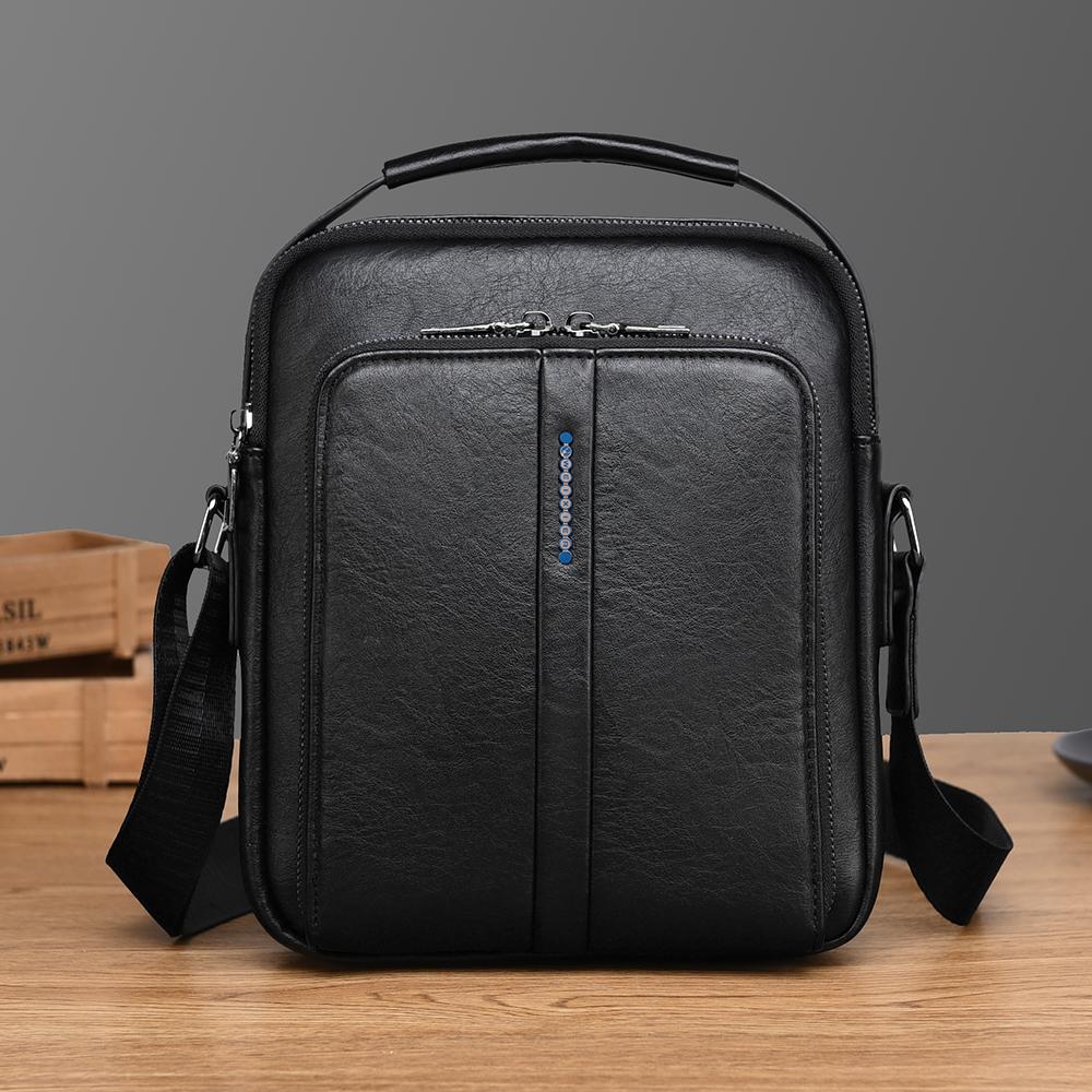 WEIXIER Men's Leather Crossbody Shoulder Bag Waterproof Messenger Sling Satchel Bag for Work Business Travel