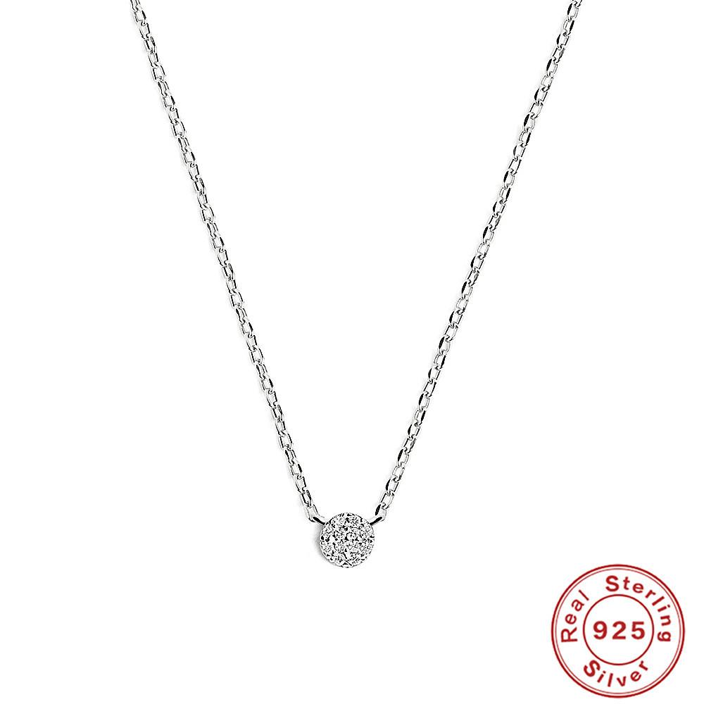 

Стильное и простое колье на ключицу в стиле Ins из стерлингового серебра S925, классическое, универсальное, базовое, круглое, инкрустированное бриллиантами брендовой огранки 925 Silver платиновый