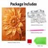 Handmade Framed Pearl Bead Painting Kit Golden Sunflower Pattern 3D Shiny Canvas Art Ready to Display Home Decor Modern Wall Art Gift Idea