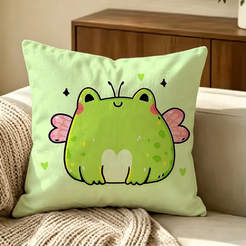 Cute Frog Cushion Cover Pillow Cover Nordic Minimalist Throw Doublesided Print Cushion Case For Sofa Bedroom Decor