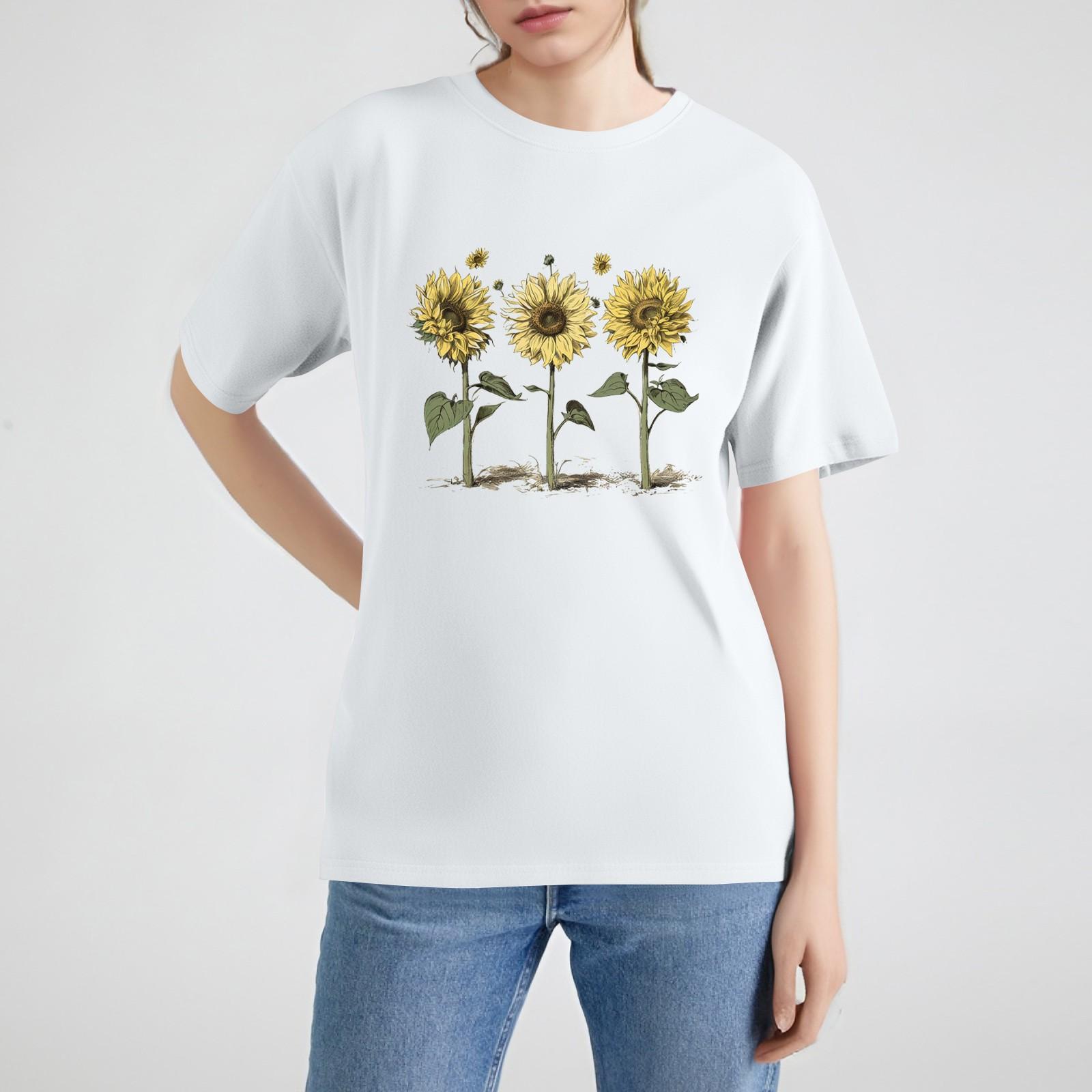 

Женская рубашка с коротким рукавом и принтом Футболка Свободный топ XL белый