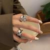 Korean Style Women's Retro Punk Embossed Open Ring