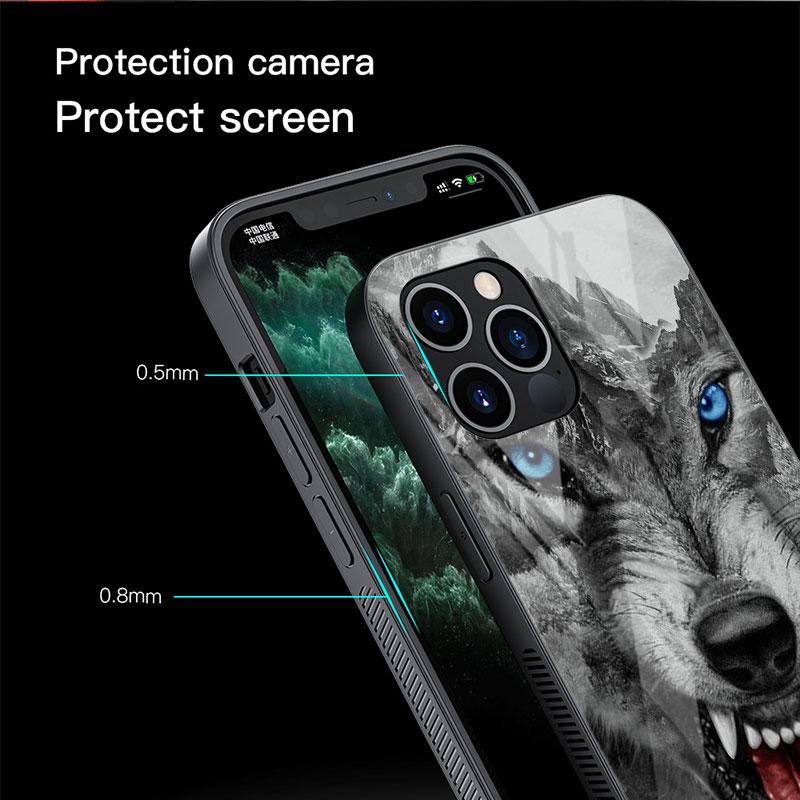Wolf Tier Cool Tiger Glas Hülle Für Apple iPhone 13 Pro 11 14 12 7 8 Plus SE 2022 XR X XS Max 6 6S Gehärtete Handyhülle