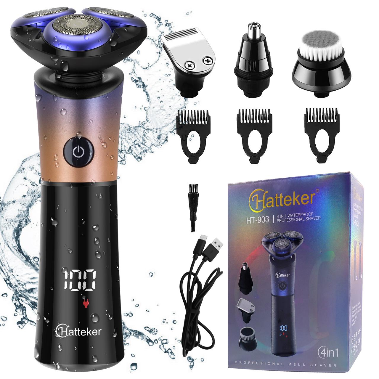 Hatteker Electric Razor for Men 5 In 1 Rotary Shavers Beard Trimmer Wet and Dry Electric Shaver HT903h красный