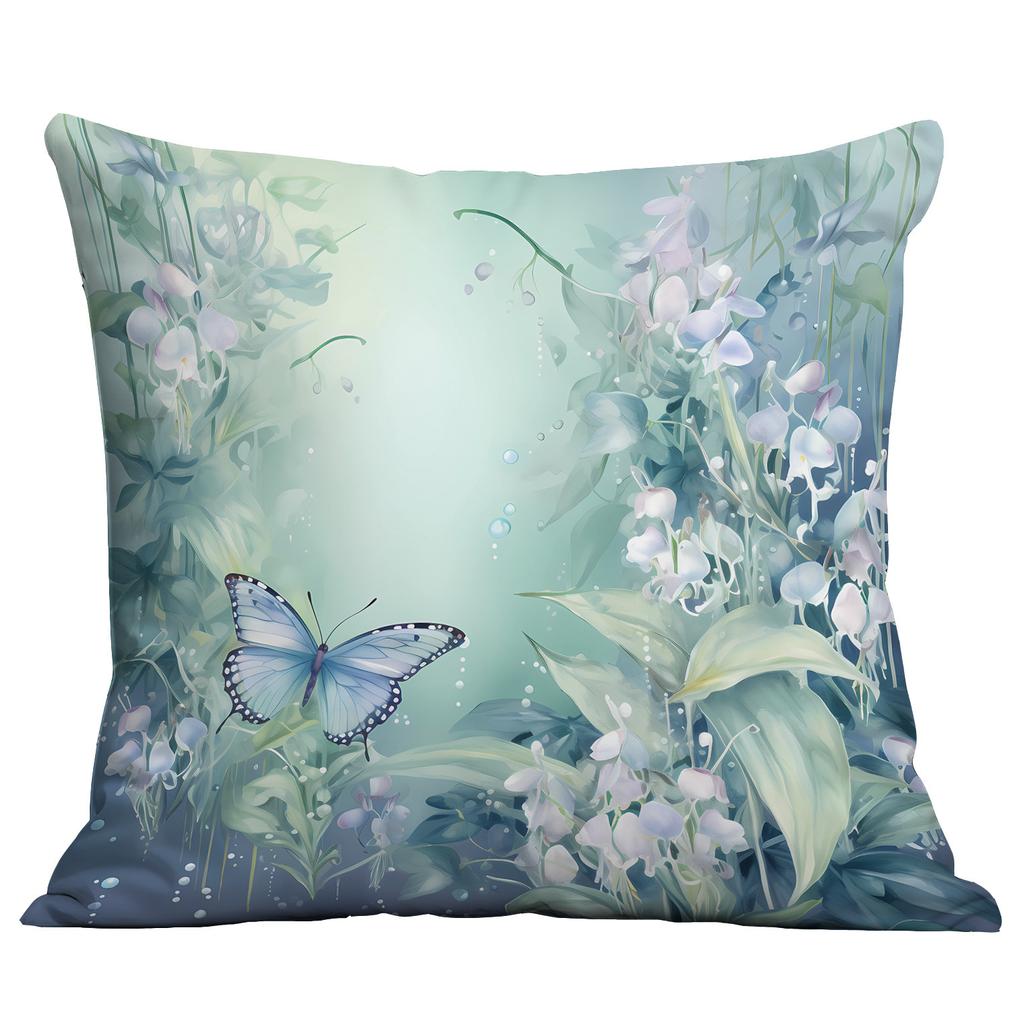 Ny Vår Fjäril Liljekonvalj Liten Fräsch Tryckt Örngott Kort Plysch Örngott Vardagsrum Soffa Kuddöverdrag