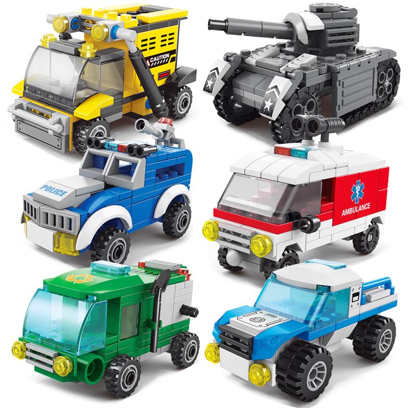 Compatible Engineering Firefighting Robot Car Model - Educational Assembly Toy with Building Blocks