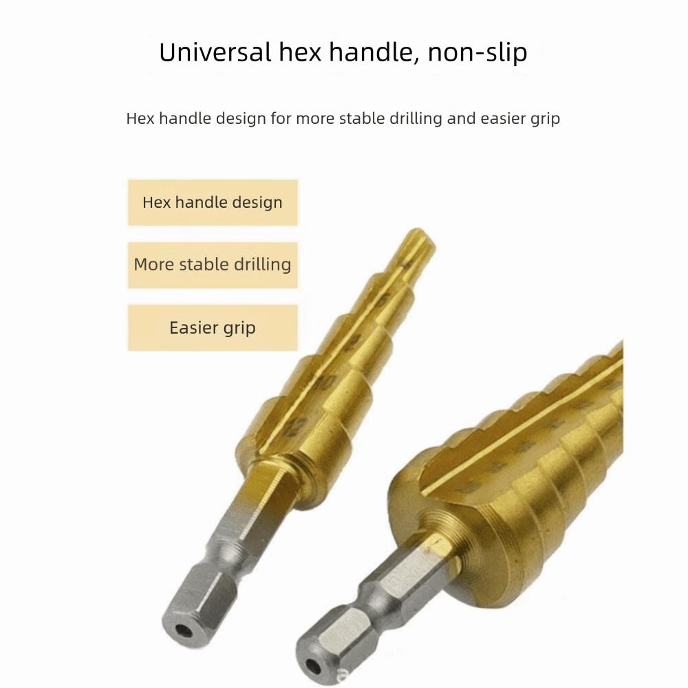3Pcs High Speed Step Drill Bit Set Heavy Duty Hole Cutter Step Drill Bit Wood Drilling