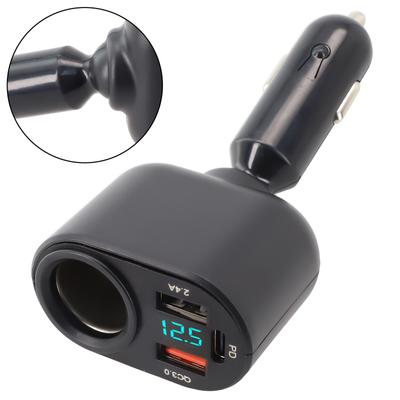 3-USB Port Auto Ladegerät 360 ° Zubehör Auto Teile Schwarz Blau LED