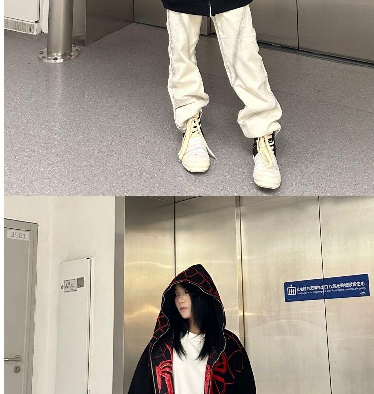 Sweat à capuche rétro tendance pour homme 2024 Spider-Man Chenille - Veste zippée d'automne