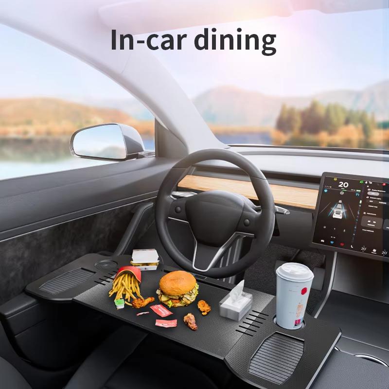 For Tesla Model 3/Y Front Seat Tri-Fold Folding Tray Table Multifunctional Car Laptop Desk Portable Work Station