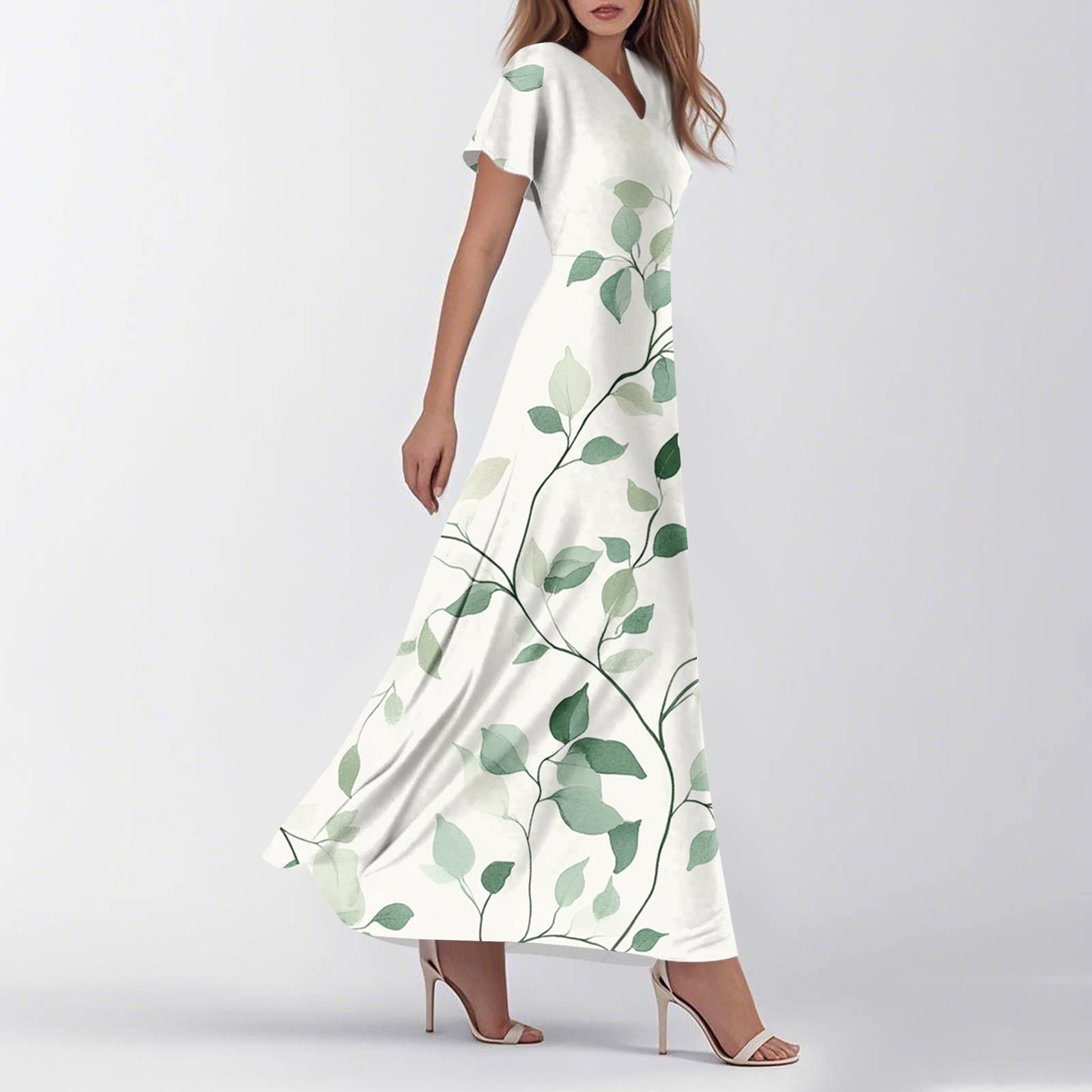 

Платья для женщин, летние, повседневные, на пуговицах, с V-образным вырезом, с коротким рукавом, для работы, платья L