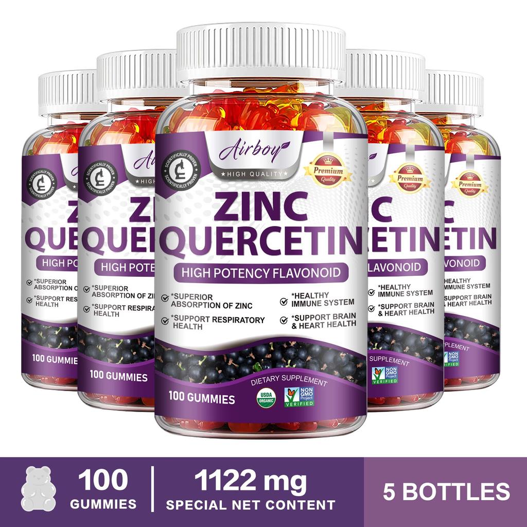 Zinc Gummies, Containing Quercetin Extract, All-natural, Nutritional Supplement, Suitable for Both Men and Women.