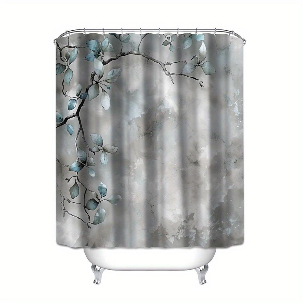 Floral Waterproof Shower Curtain, Waterproof Shower Curtain, Elegant Flower Pattern, Durable Bathroom Decor, With Hooks