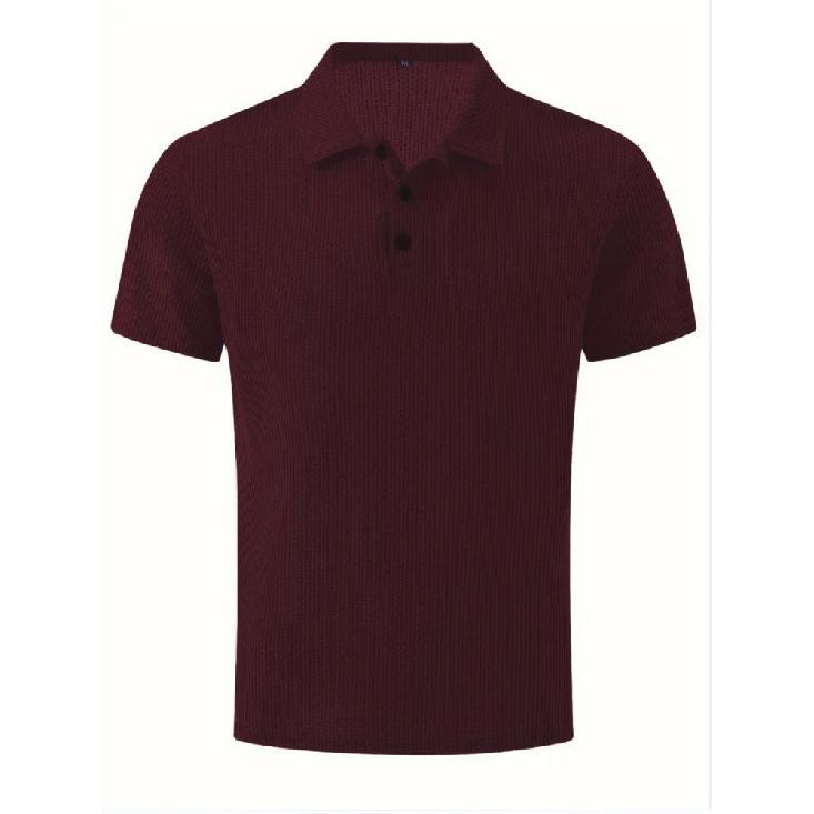 New Trendy Men'S Summer Collar Paul T-Shirt Men'S Heavy Oversize Solid Color Casual Short Sleeve