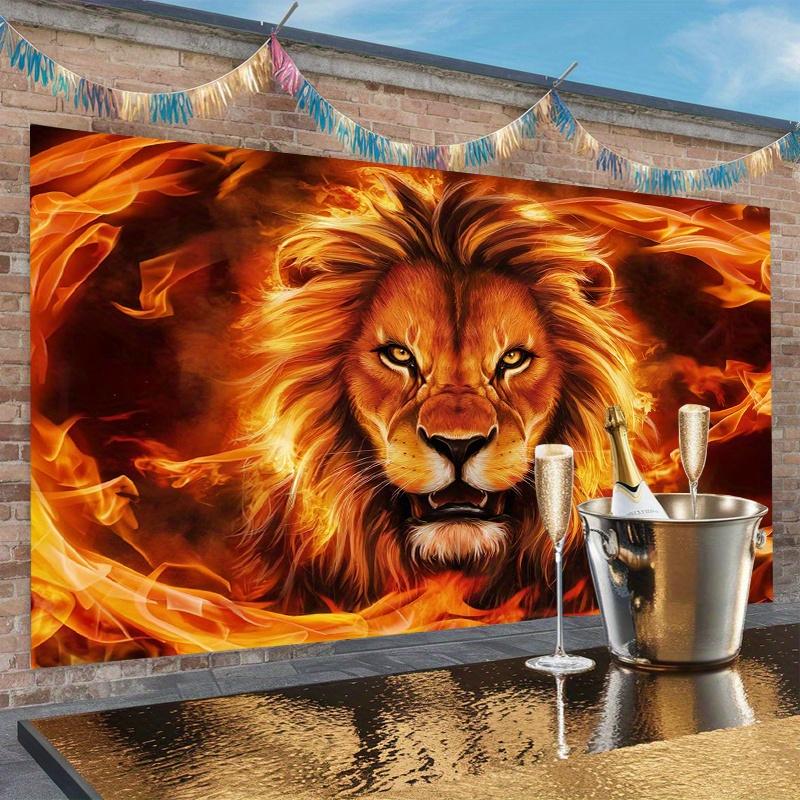 1 item Judas Lion Flame Background Decorative Photography Props Polyester Banner Decoration Home Decoration Room Decoration