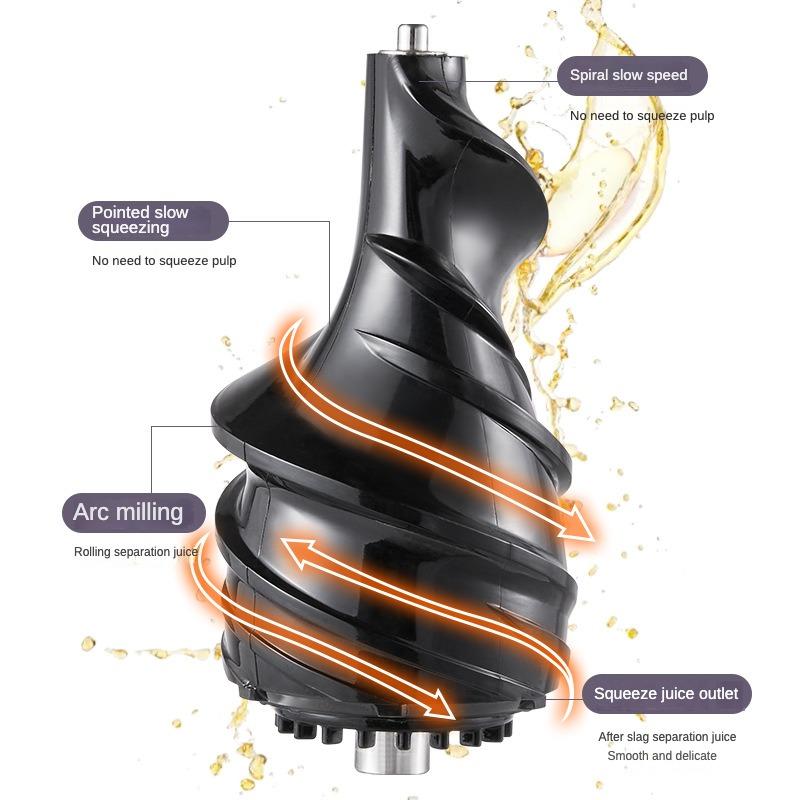 Langsamer Entsafter, Schnecken-Kaltpresse, Extraktor, filterfrei, leicht zu waschen, elektrische Saftrückstandstrennung, Obstmaschine für den Haushalt, 110 V