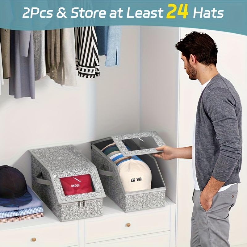 Stackable Baseball Hat Storage Box Foldable, Cardboard,Large Capacity,Ideal for Home/Wardrobe/Travel,Great for Storage Display.