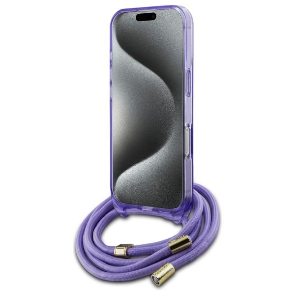 Guess Guhmp16Lhctsgnsu Iphone 16 Pro     6.3 Fioletowy/Purple Hardcase Crossbody Cord Script Magsafe