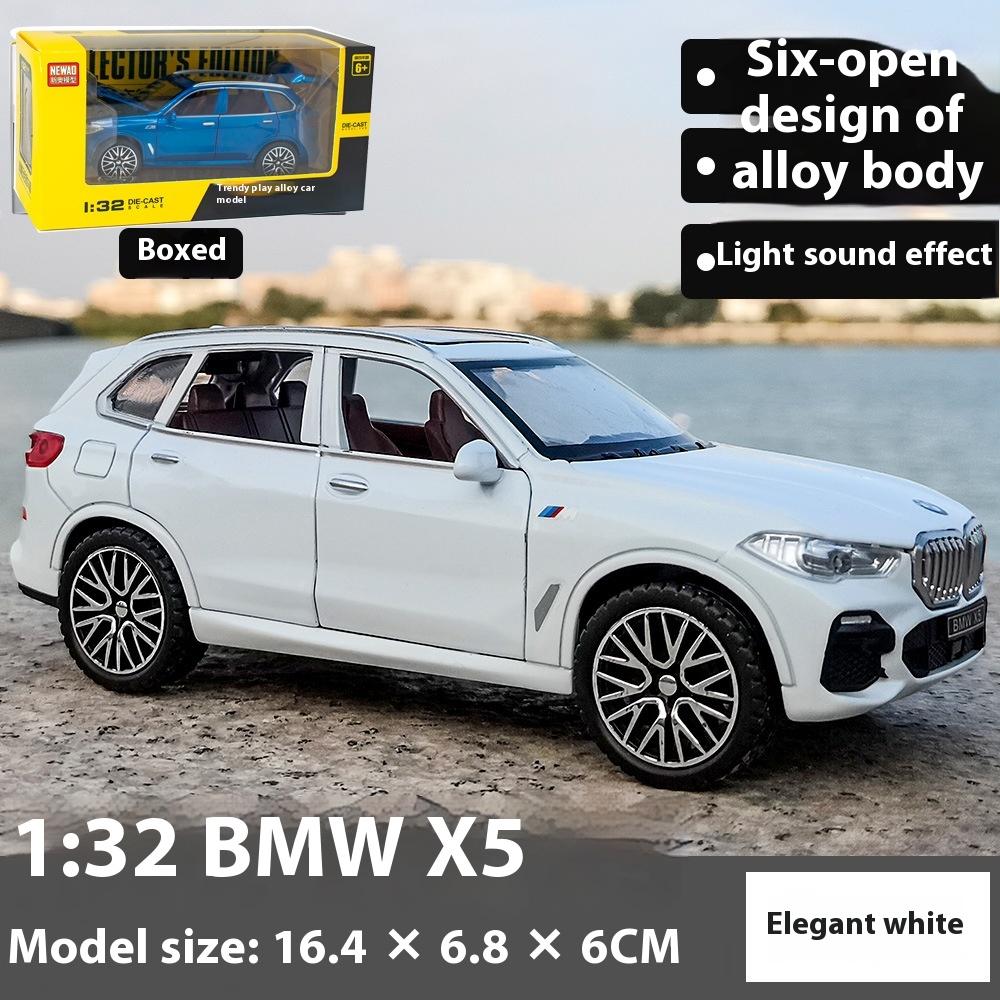 1:32 BMW X5 SUV Alloy Car Diecast Model Simulation Sound & Light Pull Back Toy Collection Decorative Gift Boys Home Decoration