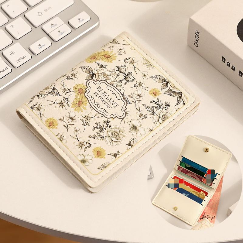 Flower Card Bag Female Niche Advanced Sense Anti-degaussing Card Sleeve Multi-card Cute Small Large Capacity Coin Wallet New