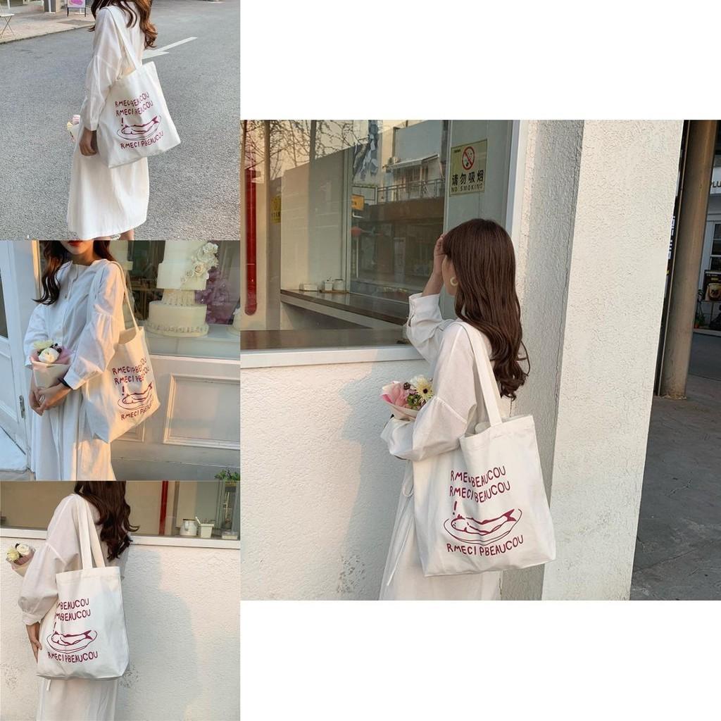 Stylish Korean Canvas Tote Bag Casual Shoulder Bag For Female Students