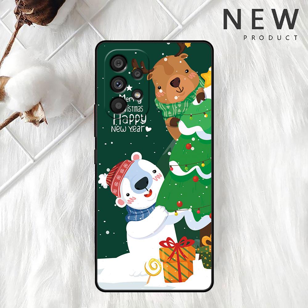 Snømann Juledeksel For Samsung Galaxy A52 A12 A51 A32 A21s A71 A32 5G A12 A22 A53 A31 A13 A72 A02s A41 A03 A04 Telefondksel