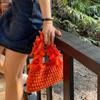 Yogodlns Fashion Solid Color Women's Knitted Small Handbag Woven Luxury Design Tassel Shoulder Bag Wrist Bag