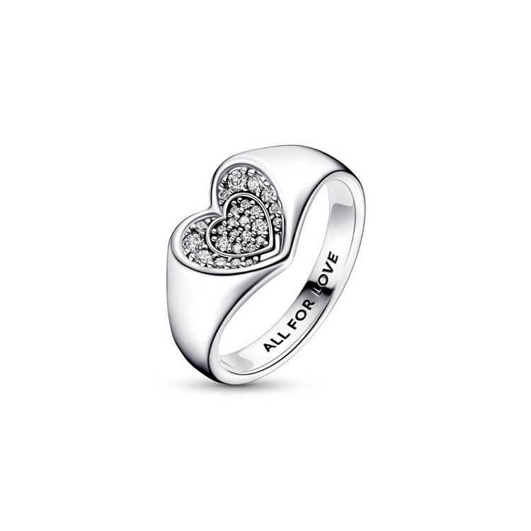 Pandora Heart Shaped Zirconia Silver Ring Women rings 192491C0150 48