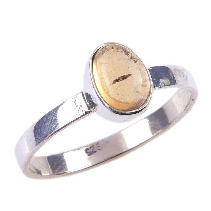 Natural Citrine Gemstone Handmade 925 Solid Sterling Silver Ring Size 10 b3V93