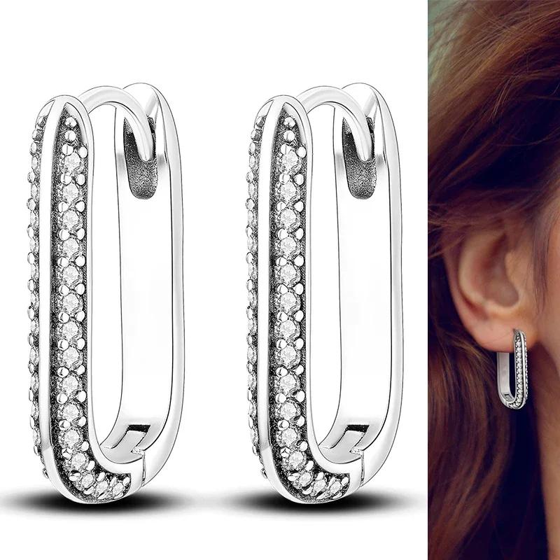 925 Sterling Silver Love Feather Moon Star Heart Earrings Fit Original Charms Hoop for Women Girls Stud Earring Jewelry Gifts