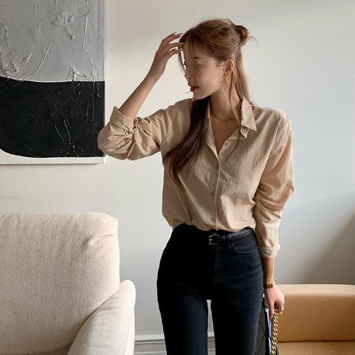 2026 Spring & Autumn Korean Chic Classic Long-Sleeve Women's Shirt