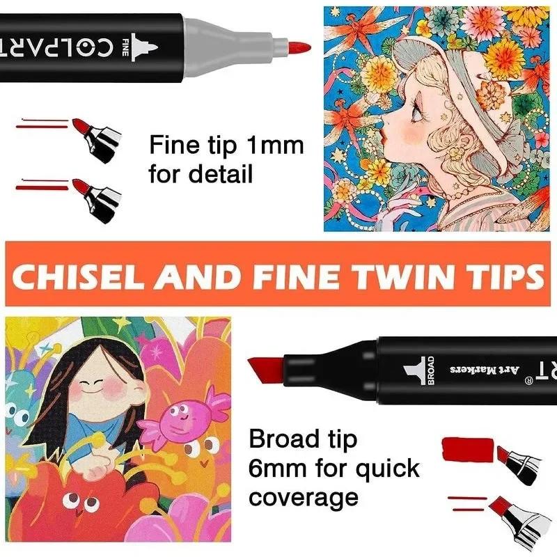 120 Good Coloring Markers Alcohol Markers Dual Tip Art Markers for Kids Hard Marker Pens with Pen Holder and Carry Pouch for Adult