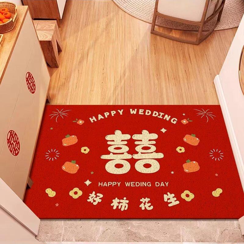 

Новый китайский свадебный красный шелковый ковер с кольцами, входная дверь, коврик для пола, бытовой, легко моющийся коврик, ПВХ-коврик для ног 40 * 60cm [silk ring]