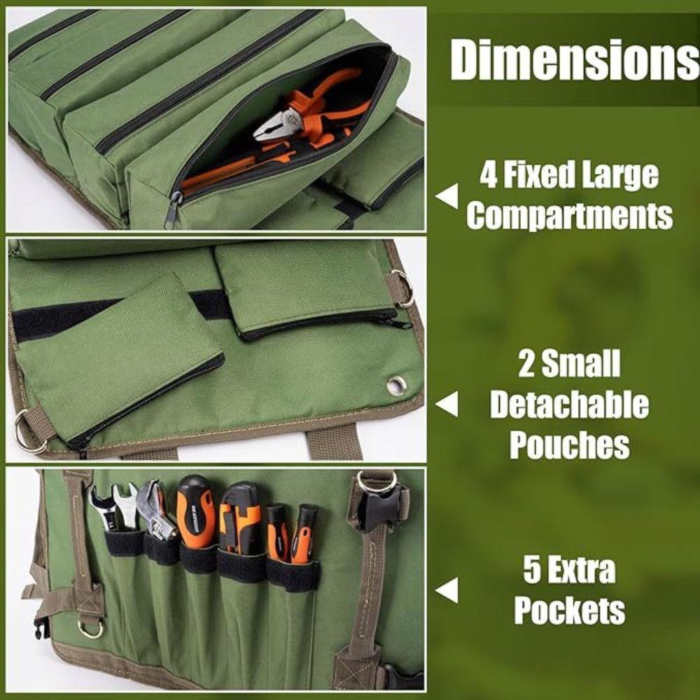 Oxford Cloth Roll Up Tool Bag Lightweight Tool Storage Bag Wrench Pouch  Space Saving